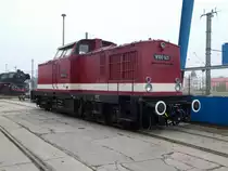 Universallok V100 143,am 03.Oktober 2014,im Schweriner Eisenbahnmuseum.