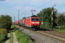 185 123-7 mit dem Winnerganzzug an der Bk Basheide bei Rheinstetten, 06.09.2014.