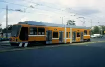 Roma / Rom ATAC: Versuchsfahrten mit den damals neuen Socimi-Gelenktriebwagen. Der 9003 befindet sich in der Via Prenestina im Oktober 1990. 