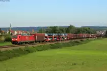 185 309 mit einem Automobillogistikzug Richtung Kornwestheim bei Heidelsheim, 27.09.2014.