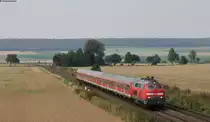 218 474-5 mit dem RE 14071 (Hannover Hbf-Bad Harzburg) bei Kleinelbe 4.9.14