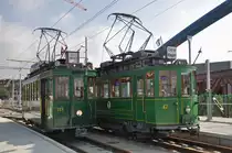 Am Nachmittag des 02.10.2014 fährt Be 2/2 215 auch nach Weil am Rhein. Auf dieser Aufnahme treffen sich die beiden Be 2/2 47  Anggebliemli  und 215 auf der neu erstellten Brücke bei der Endstation in Weil am Rhein.