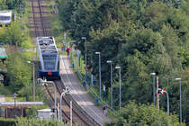 UBB Triebwagen am Haltepunkt Ahlbeck Ostseetherme. - 23.08.2011