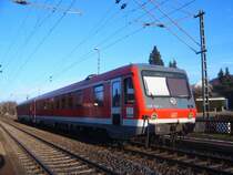 Der VT 628 344-4 als RegionalExpress von Ulm nach Crailsheim stand am 10.01.07 im Haltepunkt Hofen(b Aalen).