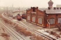 Der Lokschuppen 2 im Winter 1995,von der sog.Eselsbr�cke hat man einen guten Blick auf die Anlagen 1 und 2