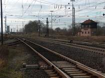 Das Bahngel�nde in Lichtenfels, in Richtung Westen (Bamberg) hier wurden Fr�her die Z�ge rangiert. Das Alte Stellwerk war f�r das Rangieren am Ablaufberg zust�ndig!