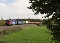 421 372-4 zu sehen mit einem Containerzug am 27.10.14 in Oberjößnitz/V.