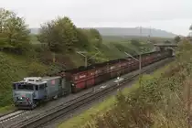 RWE 510 am 25.10.14 mit einem Kohlezug bei Neurath.