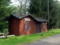 Ehemaliger Haltepunkt Polenz bei km 10,97 der ehemaligen Strecke Wilsdruff - Meißen-Triebischtal. Hier fuhr der letzte Zug 1969; Foto vom 01.10.2014
