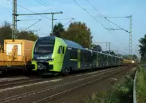 ET 6.01 der Nordbahn durchfährt am 27.10.14 Brokstedt richtung Hamburg. Ab Dezember sollen diese Fahrzeuge einige Dienste hier in Schleswig-Holstein übernehmen, drum wird es sich hier noch um eine Testfahrt handeln.
