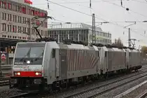 Railpool/Lokomotion 186 283+Railpool/Lokomotion 186 284+Railpool/Lokomotion 186 288 am 10.11.13 als Lokzug in M�nchen-Heimeranplatz.