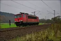 155 125-8 auf allein Fahrt am 28.10.14 bei Hermannspiegel.