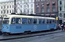 Leider setzte die Osloer Straßenbahn im Mai 1988 keinen  Goldfisch  mit dem charakteristischen Schrägheck mehr ein. Der Tw 176 wurde zu diesem Zeitpunkt aber immerhin noch als Restaurant in der Osloer Innenstadt genutzt.
