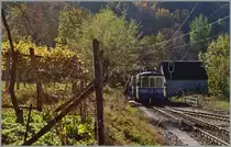 Der SSIF ABe 6/6 35  Verbano  verlässt als Regionalzug 750 von Re nach Domodossola das herbstliche Verigo. 
31. Okt. 2014