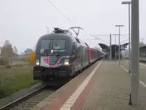 Am 05.11.2014 kam 182 509 mit ihrem IRE 18598 aus Richtung Stendal nach Salzwedel und fuhr weiter in Richtung Uelzen nach Hamburg.