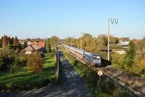 101 042-0 fuhr am 02.11.2014 mit dem IC 2433 von Emden nach Leipzig, hier in Leer.