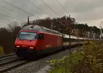 Re 460 055-7 von Basel nach Zürich.
Schinznach 13. November 2014