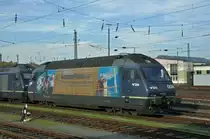 Re 465 008-1 wartet am Badischen Bahnhof auf den nächsten Einsatz. Die Aufnahme stammt vom 11.11.2014.