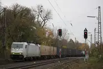 Locon 186 150 am 21.11.13 mit einem Containerzug in Ratingen-Lintorf.