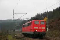 151 166-6 kehrt nach einem Schubdienst �ber die Frankenwaldrampe zur�ck nach Probstzella am 14.11.2014.