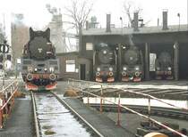 Blick in das Bahnbetriebswerk Wolsztyn(Wollstein) im M�rz 1991 (Archiv P.Walter)