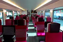 Der Aussteller Bombardier Tranportation GmbH präsentiert auf der InnoTrans am 28.09.2014 in Berlin den SNCF-Doppelstock-Triebzug (Baureihe Z 55500) für die Region Centre.
Hier die Innenansicht im Unterdeck in der Bestuhlung 3 + 2.
