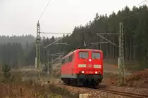 151 109-6 kehrt nach einem Schubdienst �ber die Frankenwaldrampe zur�ck nach Probstzella am 14.11.2014.