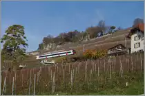 Die S31 12066, bestehend aus RBDe 560 288- 3 und ABt NPZ DO 50 58 39 43 895-4 CH-SBB erreicht in Kürze Chexbres Village.
22. Nov. 2014