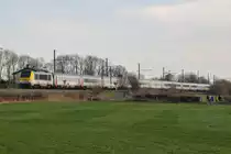 SNCB-Lok 1346 zieht am 20/03/2011 den IC A von Eupen nach Oostende, hier aufgenommen zwischen Eupen und Welkenraedt bei Gemehret.