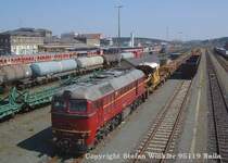 Im Fr�hjahr 2006 sonnt sich mal wieder eine Taigatrommel in privaten Diensten in Hof Hbf. Zuf�lig war ich da. Wieder ein Motiv aus meiner Sammlung, die schon 1979 begann....
Das deutliche Copyright soll for Kopien sch�tzen, zum Betrachten des Bildes an dieser Stelle geh�rt es halt dazu. Verwendung des Fotos ist �ber meine Erlaubnis m�glich.