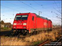 Lok 185 207 wartet am 15.01.07 auf neue Aufgaben im Bf Lutherstadt Wittenberg (S�dseite).