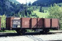 RhB - Ek 6027 am 15.05.1994 in Solis - Hochbordwagen 2-achsig mit 1 offenen Plattform - Baujahr 1903 - MAN - Gewicht 5,56t - Zuladung 10,00t - L�P 7,49m - zul�ssige Geschwindigkeit Aufkleber 60 km/h - �2=18.01.1994 - Lebenslauf: L 1027 - 1911 L 6027 - 1969 Ek 6027 - 06/1995 Abbruch.

