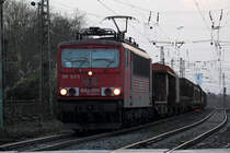 155 122-5 durchfährt im letzten Licht des Tages Gelsenkirchen-Bismarck 20.12.2014