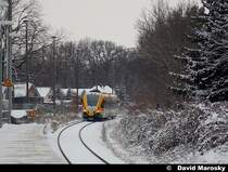 13. März 2012 ein Triebwagen der ODEG am Bahnhof Görden (Brandenburg a.d.H.).