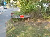 Prellbock an der Wolterdorfer Strassenbahn in Rahnsdorf am 05.Oktober 2014.