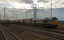 266 105 hat mit ihrem Qaurzsandzug aus Scharzfeld am 16.12.14 ihr Ziel Bitterfeld erreicht und wird ihren Zug anschließend ins Gelände der RBB ziehen.