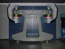 Unterhalb des Transrapid-Bahnhofs in Shanghai ist eine kleine Ausstellung.
Hier ein Schnittmodell der Transrapid-Fahrwegtechnik. Shanghai, 14.07.10