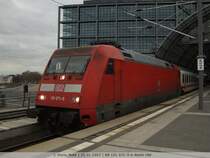 101 079 mit dem IC aus M�nster (Westfalen) wartet auf die Weiterfahrt nach Berlin Ostbahnhof.