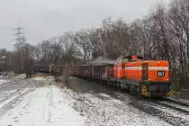 RBH 641 am 27.12.14 mit einem Zug von der Kokerei Prosper in den Hafen Prosper. Hier auf der Hafenstrecke.