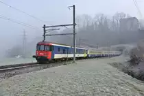 BLS BDt EWII (ex SBB) 50 63 82-33 911-3 am Schluss des RE 4365 bei Littau. Hinter dem Tunnel erreicht der Zug schon fast sein Ziel Luzern, 06.01.2015.