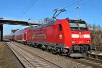 Zwischenhalt am 20.02.2014 von der Freiburger 146 115  Baden-Württemberg erfahren  mit RE 26510 (Basel Bad Bf - Offenburg) in Orschweier.