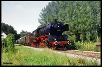 50622 befuhr am 13.8.1989 mit einem Sonderzug des BDEF die Nebenbahn Jagstfeld - Ohrnberg hier bei Oedheim.