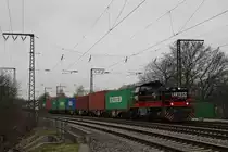 DPR 275 107 am 10.2.14 mit einem Containerzug am Abzw-Lotharstraße in Duisburg-Neudorf.