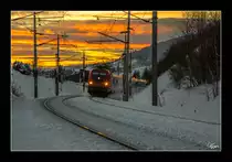 1116 024 zieht den IC 538 von Villach nach Wien Hbf, über der Semmering Südrampe bergwärts.
Spittal am Semmering 6.1.2015