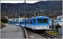 Zwei ARB Triebzüge in der provisorischen Haltestelle in Arth Goldau. (03.11.2014)