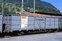 RhB - Fb 8512 am 26.03.1998 in Landquart - Hochbordwagen mit Stahlaufbau 2-achsig mit 1 offenen Plattform - Baujahr 1913 - bernahme 16.12.1982 - Rast/RhB - Gewicht 7,46 - Zuladung 15,00t - LP 8,89m - zulssige Geschwindigkeit 60/B - 2=25.08.1989 - Lebenslauf: Ug ex L 6654 - 1969 E 6654 - 16.12.1982 Fb 8512 - 2003 E 8512 - 03/2006 Abbruch - Hinweis: gescanntes Dia
