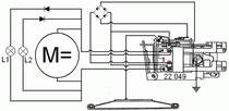 Das ist der Schaltplan, um eine 2-Schienen-DC-Lok mittels des mechanischen Umschalters 22049 von Märklin auf das Mittelleiter-AC-System umzubauen. Erstellt 15.03.2013.