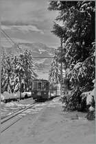 Der CEV Regionalzug 1384 auf Talfahrt kurz vor Lally.
21. Jan. 2015