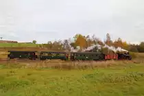 Durchfahrt von 99 6101 mit IG HSB-Sonderzug (Quedlinburg-Hasselfelde) am 18.10.2014 durch die Stieger Wendeschleife. (Bild 3)