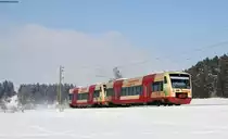 VT 234 und VT 250 als HzL 88070 (Rottweil-Bräunlingen Bahnhof) bei Aufen 4.2.15